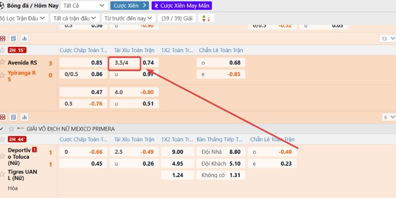 Thống kê dữ liệu về kèo tài xỉu 3.5-4 trái là sao